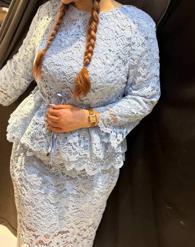 ست شومیز دامن مشکی مجلسی دانتل مخمل ترک آستردار