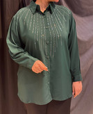 شومیز نگیندار سرمهای مجلسی جنس کرپ الیزه