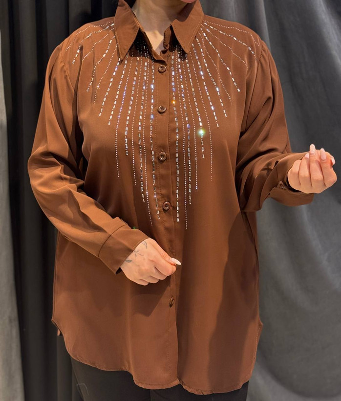 شومیز بلند مجلسی مناسب خانمهای شیکپوش سایز ۵۰ به بالا